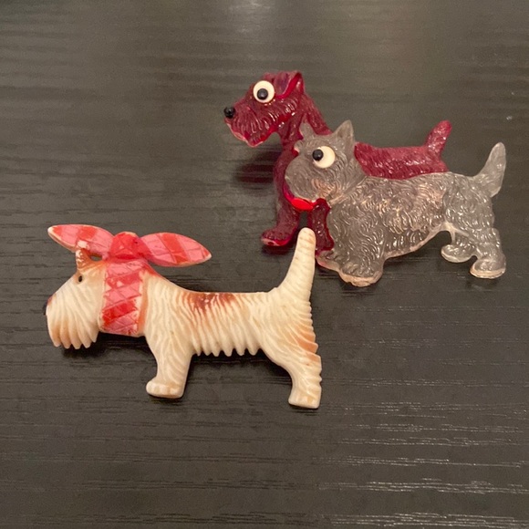 Accessories - Celluloid , vintage  dog brooches